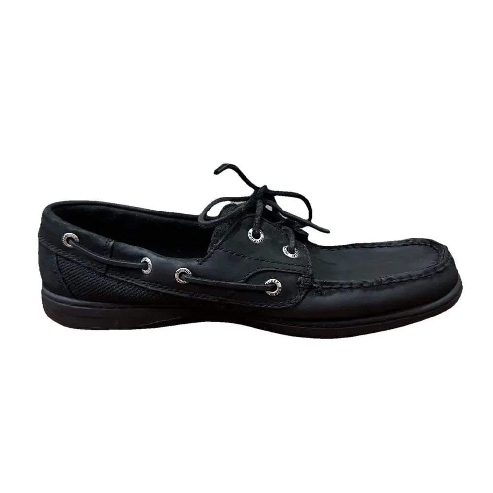 Sperry Original Womens Size 10 Triple Black Two Eye Comfort Leather Boat Shoes